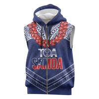 Toa Samoa Rugby Custom Sleeveless Zip Hoodie Ulafala Mix Nifo'oti LT7 Blue - Polynesian Pride