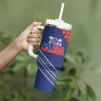 Toa Samoa Rugby Custom Tumbler With Handle Ulafala Mix Nifo'oti - Polynesian Pride