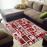 Hawaii Christmas Retro Patchwork Area Rug Red LT7 - Polynesian Pride