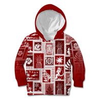 Hawaii Christmas Retro Patchwork Kid Hoodie Red LT7 Red - Polynesian Pride