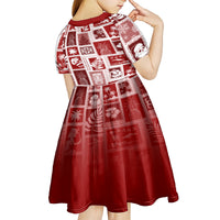 Hawaii Christmas Retro Patchwork Kid Short Sleeve Dress Red LT7 - Polynesian Pride