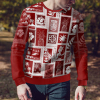 Hawaii Christmas Ugly Christmas Sweater Retro Patchwork - Red LT7 - Polynesian Pride