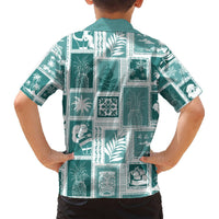 Hawaii Christmas Retro Patchwork Hawaiian Shirt Teal LT7 - Polynesian Pride