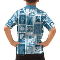 Hawaii Christmas Retro Patchwork Family Matching Tank Maxi Dress and Hawaiian Shirt Aquamarine LT7 - Polynesian Pride