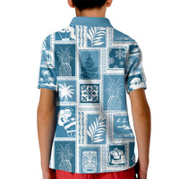 Hawaii Christmas Retro Patchwork Kid Polo Shirt Aquamarine LT7 - Polynesian Pride