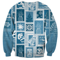 Hawaii Christmas Retro Patchwork Sweatshirt Aquamarine LT7 - Polynesian Pride