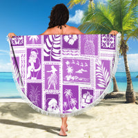 Hawaii Christmas Retro Patchwork Beach Blanket Violet LT7 - Polynesian Pride