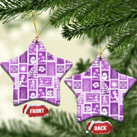 Hawaii Christmas Ceramic Ornament Retro Patchwork - Violet LT7 Star Violet - Polynesian Pride
