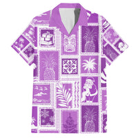 Hawaii Christmas Retro Patchwork Family Matching Summer Maxi Dress and Hawaiian Shirt Violet LT7 Dad's Shirt - Short Sleeve Violet - Polynesian Pride