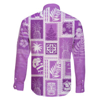 Hawaii Christmas Retro Patchwork Family Matching Tank Maxi Dress and Hawaiian Shirt Violet LT7 - Polynesian Pride