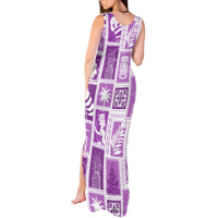 Hawaii Christmas Retro Patchwork Tank Maxi Dress Violet LT7 - Polynesian Pride