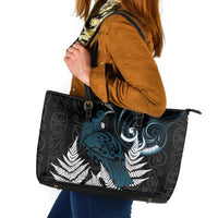 New Zealand Tui Bird Leather Tote Bag Maori Kowhaiwhai LT7 Teal - Polynesian Pride