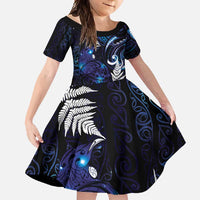 New Zealand Maori Matariki Family Matching Summer Maxi Dress and Hawaiian Shirt Tui Bird Galaxy
