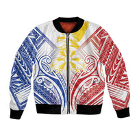 Philippines Tribal Sun Personalized Bomber Jacket Hunting Eagle LT7 Unisex White - Polynesian Pride