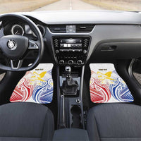 Philippines Tribal Sun Personalized Car Mats Hunting Eagle LT7 Set 2pcs - Front White - Polynesian Pride