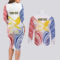 Philippines Tribal Sun Personalized Couples Matching Long Sleeve Bodycon Dress and Long Sleeve Button Shirt Hunting Eagle LT7 - Polynesian Pride