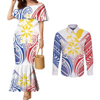 Philippines Tribal Sun Personalized Couples Matching Mermaid Dress and Long Sleeve Button Shirt Hunting Eagle