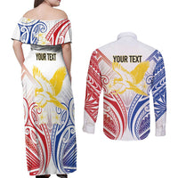 Philippines Tribal Sun Personalized Couples Matching Off Shoulder Maxi Dress and Long Sleeve Button Shirt Hunting Eagle LT7 - Polynesian Pride