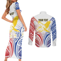 Philippines Tribal Sun Personalized Couples Matching Short Sleeve Bodycon Dress and Long Sleeve Button Shirt Hunting Eagle LT7 - Polynesian Pride