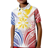 Philippines Tribal Sun Personalized Kid Polo Shirt Hunting Eagle LT7 Kid White - Polynesian Pride