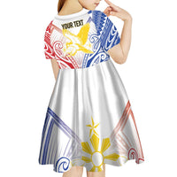 Philippines Tribal Sun Personalized Kid Short Sleeve Dress Hunting Eagle LT7 - Polynesian Pride