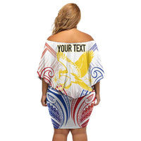 Philippines Tribal Sun Personalized Off Shoulder Short Dress Hunting Eagle LT7 - Polynesian Pride
