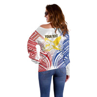 Philippines Tribal Sun Personalized Off Shoulder Sweater Hunting Eagle LT7 - Polynesian Pride