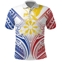 Philippines Tribal Sun Personalized Polo Shirt Hunting Eagle LT7 White - Polynesian Pride