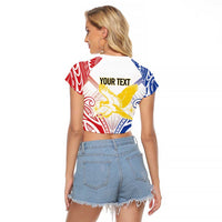 Philippines Tribal Sun Personalized Raglan Cropped T Shirt Hunting Eagle LT7 - Polynesian Pride