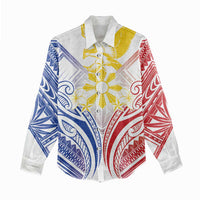 Philippines Tribal Sun Personalized Women Casual Shirt Hunting Eagle LT7 - Polynesian Pride