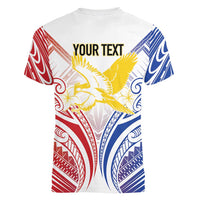 Philippines Tribal Sun Personalized Women V-Neck T-Shirt Hunting Eagle LT7 - Polynesian Pride