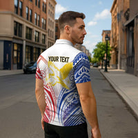 Philippines Tribal Sun Personalized Zipper Polo Shirt Hunting Eagle LT7 - Polynesian Pride