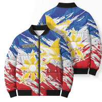 Personalized Filipino Sun and Stars Bomber Puffer Jacket Grunge Vibes LT7 - Polynesian Pride