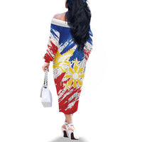 Personalized Filipino Sun and Stars Family Matching Off The Shoulder Long Sleeve Dress and Hawaiian Shirt Grunge Vibes