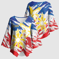 Personalized Filipino Sun and Stars Kimono Sleeve Blouse Grunge Vibes LT7 - Polynesian Pride