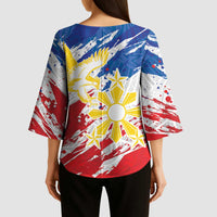 Personalized Filipino Sun and Stars Kimono Sleeve Blouse Grunge Vibes LT7 - Polynesian Pride