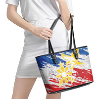 Filipino Sun and Stars Leather Tote Bag Grunge Vibes LT7 - Polynesian Pride