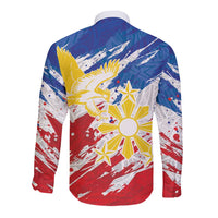 Personalized Filipino Sun and Stars Long Sleeve Button Shirt Grunge Vibes LT7 - Polynesian Pride