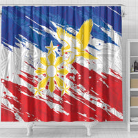 Filipino Sun and Stars Shower Curtain Grunge Vibes LT7 - Polynesian Pride