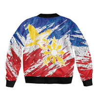 Personalized Filipino Sun and Stars Sleeve Zip Bomber Jacket Grunge Vibes LT7 - Polynesian Pride