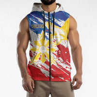 Personalized Filipino Sun and Stars Sleeveless Zip Hoodie Grunge Vibes LT7 - Polynesian Pride