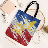 Filipino Sun and Stars Tote Bag Grunge Vibes LT7 Black Strap One Size White - Polynesian Pride