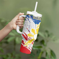 Personalized Filipino Sun and Stars Tumbler With Handle Grunge Vibes LT7 - Polynesian Pride