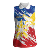 Personalized Filipino Sun and Stars Women Sleeveless Polo Shirt Grunge Vibes LT7 Female White - Polynesian Pride