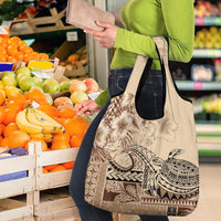 Vaiaso o le Gagana Samoa Grocery Bag Siapo Motif Beige LT7 - Polynesian Pride
