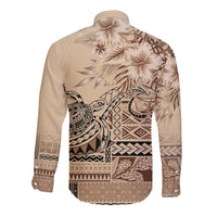 Vaiaso o le Gagana Samoa Long Sleeve Button Shirt Siapo Motif Beige
