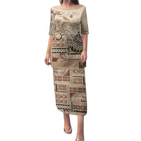 Vaiaso o le Gagana Samoa Puletasi Siapo Motif Beige