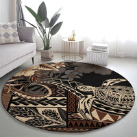 Vaiaso o le Gagana Samoa Round Carpet Siapo Motif Black