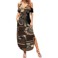 Vaiaso o le Gagana Samoa Summer Maxi Dress Siapo Motif Black