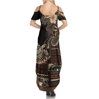 Vaiaso o le Gagana Samoa Summer Maxi Dress Siapo Motif Black